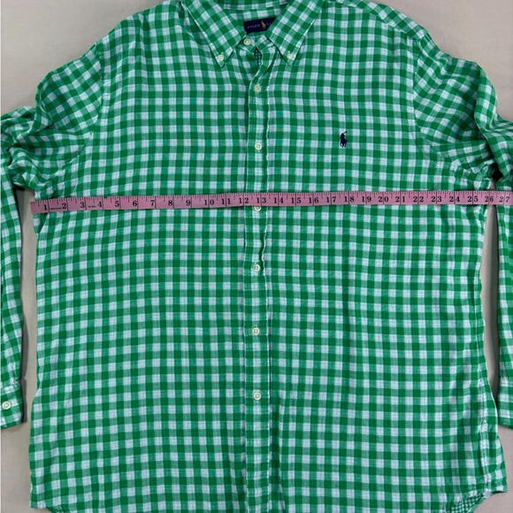 Ralph Lauren Green and White Checkered Lightweight Cotton Men's Shirt Size XXL - Picture 3 of 7